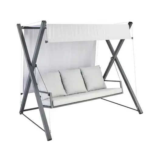 Balansoar gradina Naterial Odyssea, pentru 3 persoane, otel/textil, 213 x 155 x 189 cm, Gri