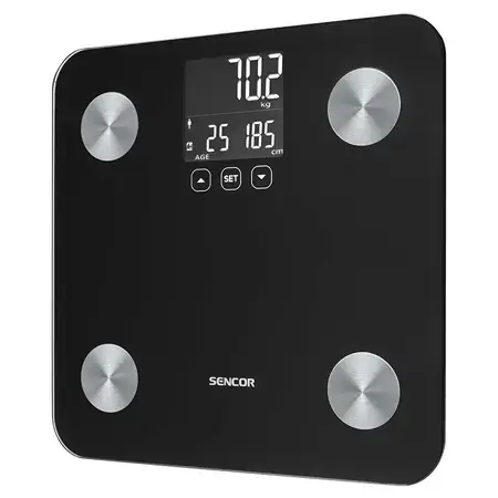 Cantar digital SENCOR SBS6026BK, 180 kg, Ecran LCD, Comenzi tactile (Negru)