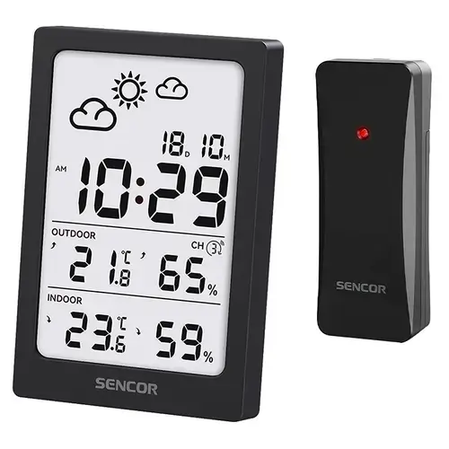Statie meteo wireless SENCOR SWS2300B, Pana la 3 senzori, Alerta de inghet (Negru)