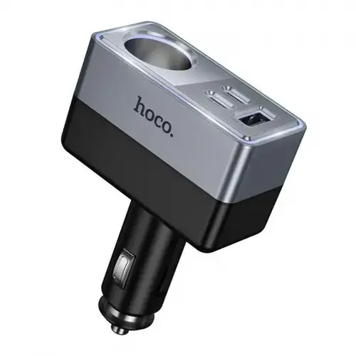Incarcator Auto HOCO Z65A, 165W, 3A, 1 x Extensie Bricheta - 1 x USB-A - 2 x USB-C (Negru)