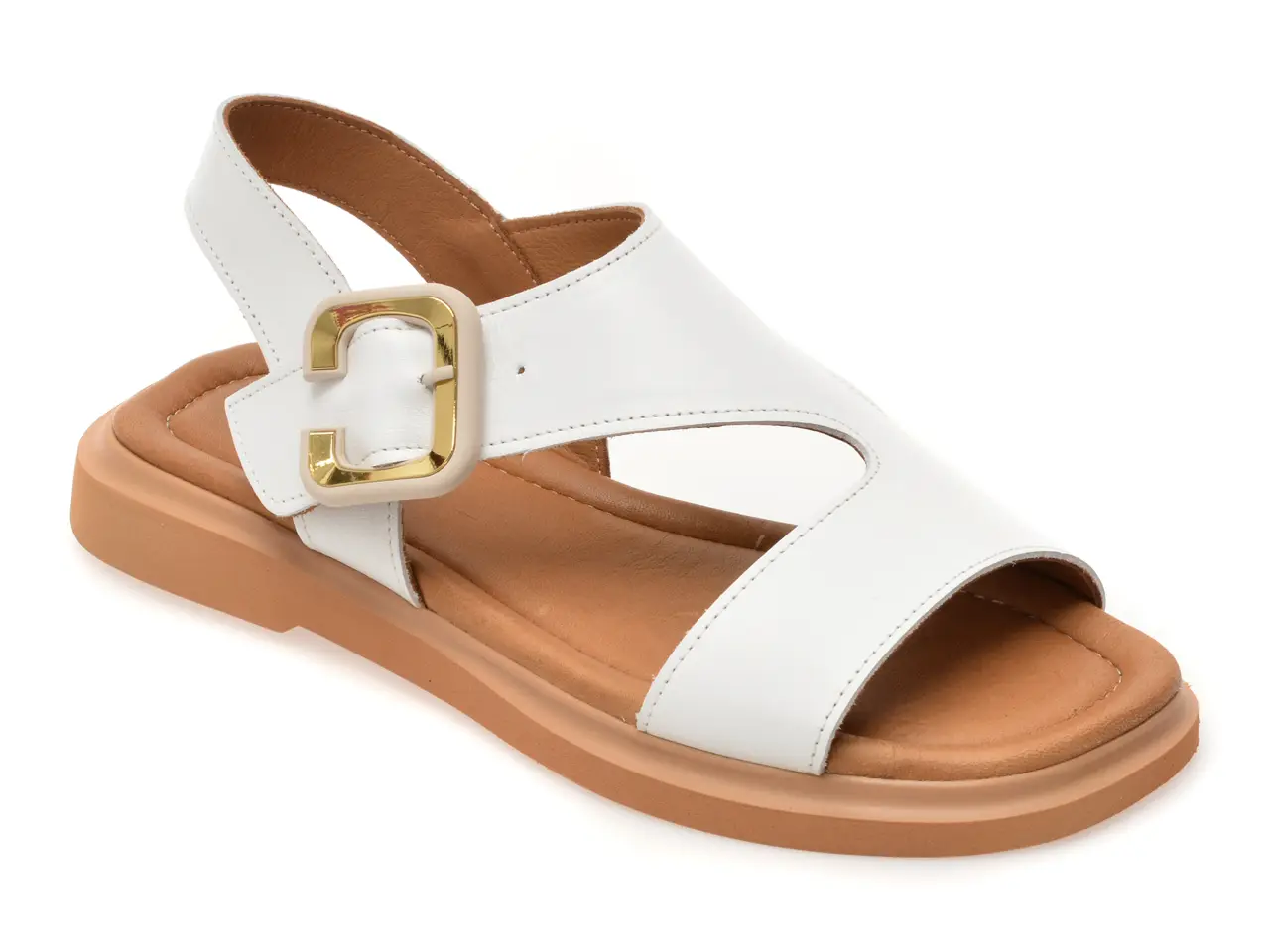 Sandale GOLD DEER albe, 22081, din piele naturala