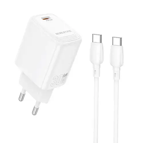 Incarcator Retea USB-C Borofone BN28 Fuente, 30W, 3A, 1 x USB-C, Alb