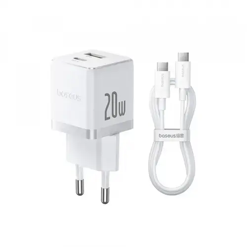 Incarcator Retea Cu Cablu USB-C Baseus Palm, 20W, 3A, 1 x USB-A - 1 x USB-C, P10111608213-01 (Alb)