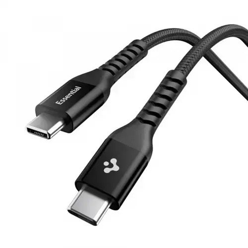 Cablu Date si Incarcare USB-C - USB-C Spigen EB10010CCA, 100W, 1m, Negru