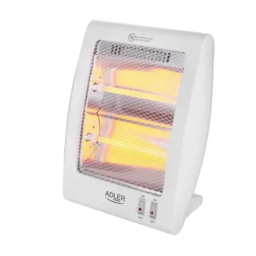 Radiator Cu Halogen Adler AD7709, 800W, 2 Trepte De Putere, Senzori De Supraincalzire, Deconectare Automata In Caz De Rasturnare (Alb)