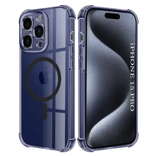 Husa MagSafe pentru Apple iPhone 15 Pro, Techsuit, Shockproof Clear, Neagra