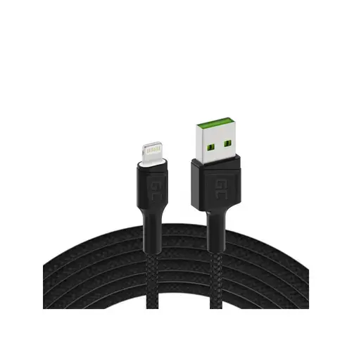 Cablu de date  Green Cell KABGC05, Lightning, 1.2m, 2.4A, Fast Charging