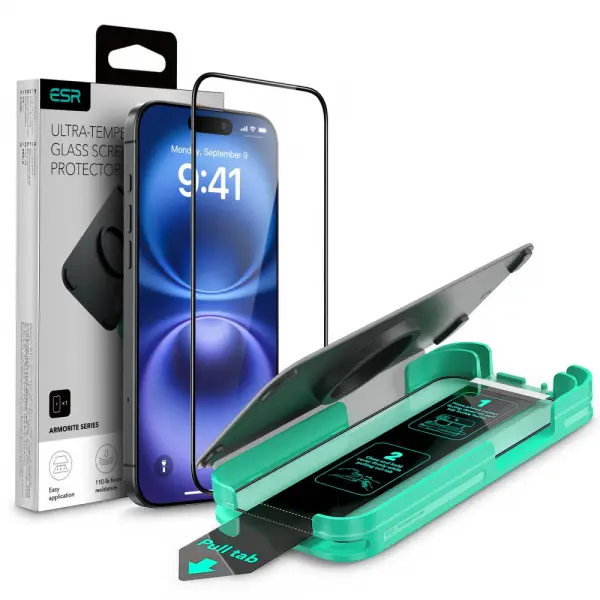 Folie de protectie Ecran ESR Armorite pentru Apple iPhone 16 Plus / 15 Plus, Sticla Securizata, Full Glue, Neagra