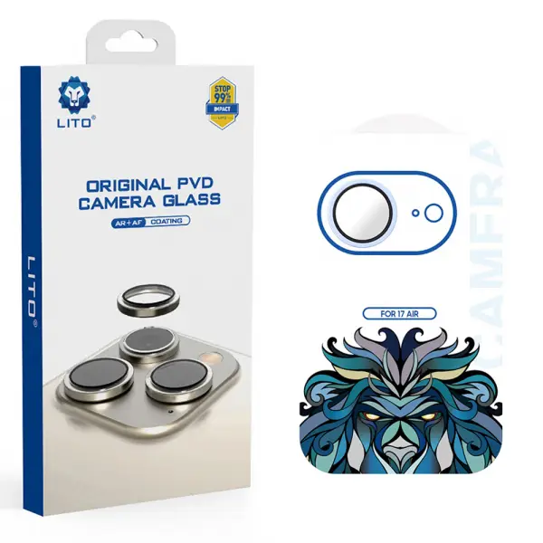 Folie de protectie Camera Spate Lito Titanium AR pentru Apple iPhone 17 Air, Sticla Securizata, Bleu