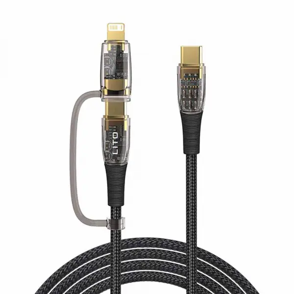 Cablu Date si Incarcare USB-C - Lightning / USB-C Lito LD12, 60W, 1.2m, Negru