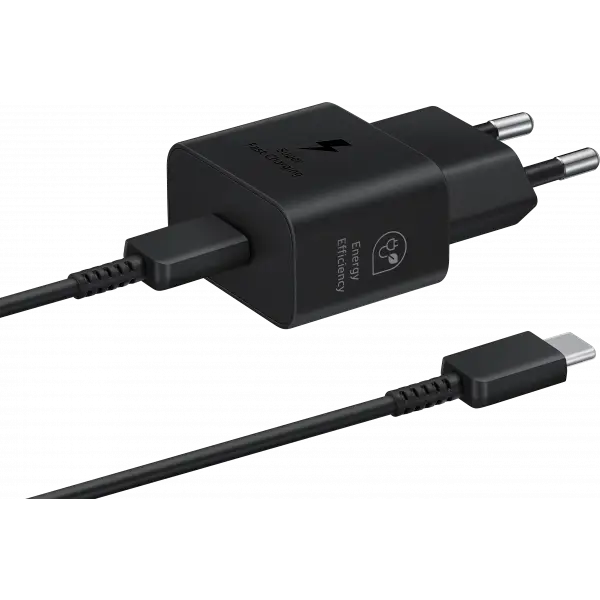 Incarcator Retea Cu Cablu USB-C Samsung, 25W, 3A, 1 x USB-C, Negru EP-T2510XBEGEU