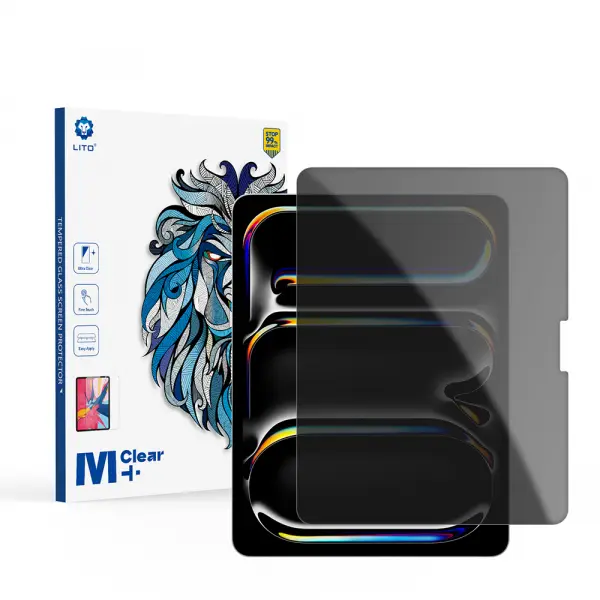 Folie de protectie Ecran Privacy Lito Classic pentru Apple iPad Air 13 (2026) / Pro 13 (2025), Sticla Securizata, Full Glue, 2.5D