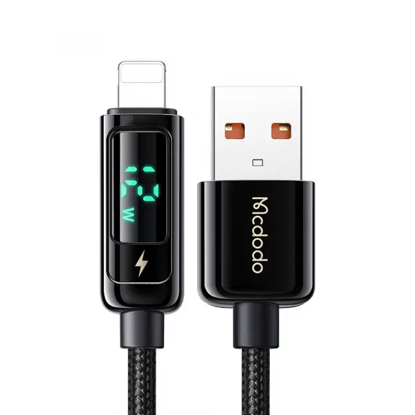 Cablu Date si Incarcare USB-A - Lightning McDodo CA-9940 Display, 12W, 1.2m, Negru