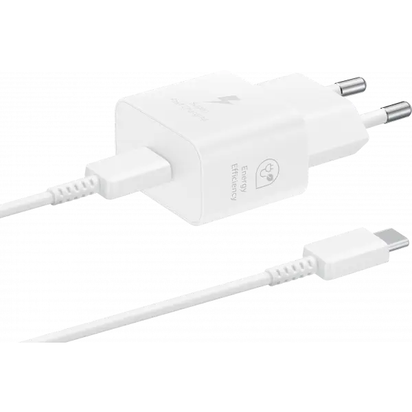 Incarcator Retea Cu Cablu USB-C Samsung, 25W, 3A, 1 x USB-C, Alb EP-T2510XWEGEU