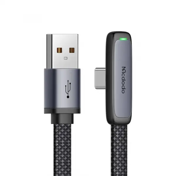 Cablu Date si Incarcare USB-A - USB-C McDodo CA-3340 Angled, 100W, 1.2m, Negru