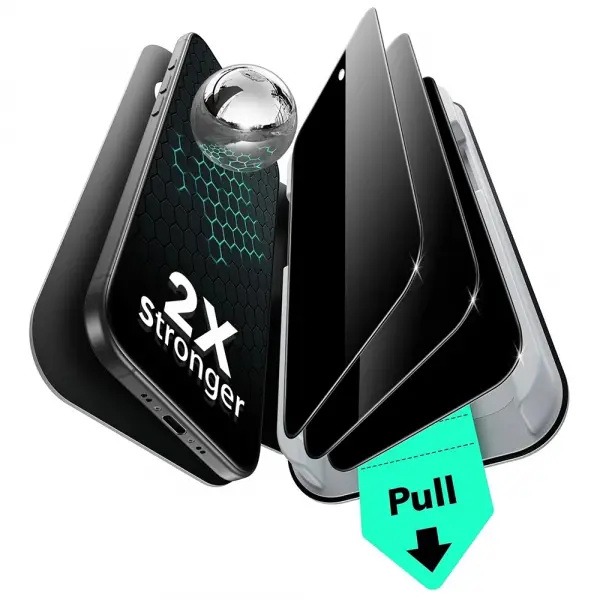 Folie de protectie Ecran Privacy ESR UltraFit pentru Apple iPhone 17 Air, Sticla Securizata, Full Glue, Set 3 bucati