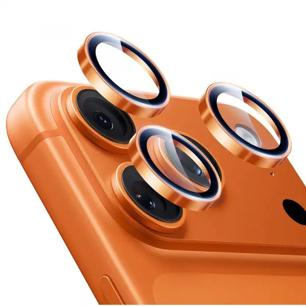 Folie de protectie Camera Spate  ESR Armorite pentru Apple iPhone 14 Pro, Sticla Securizata, Portocalie