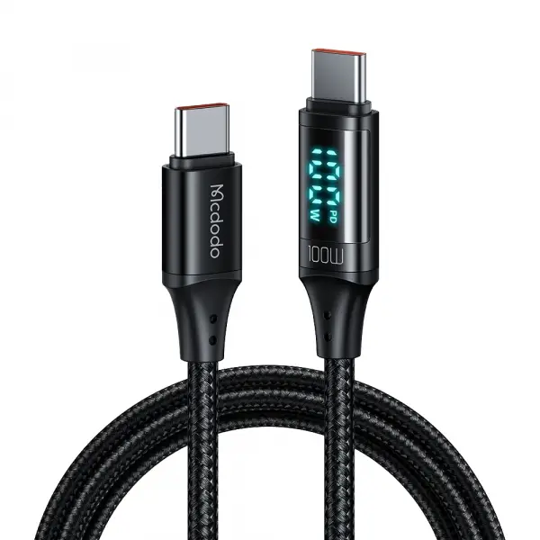 Cablu Date si Incarcare USB-C - USB-C McDodo CA-1100 Display, 100W, 1.2m, Negru