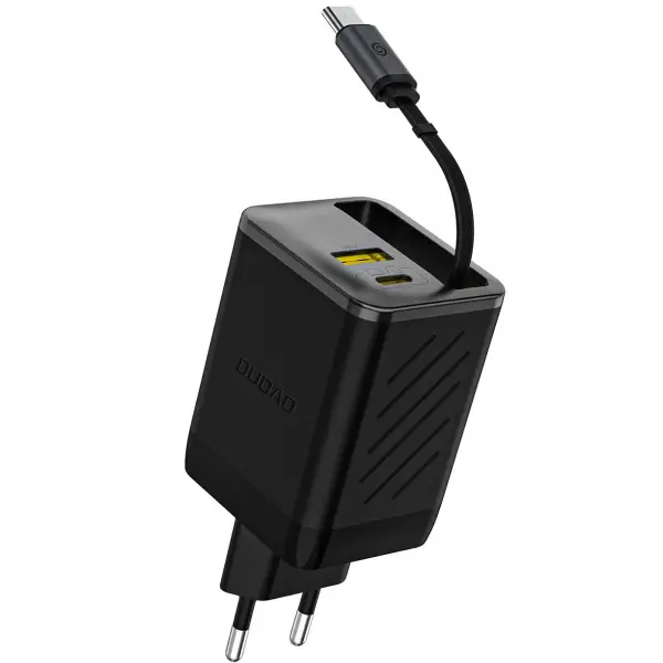 Incarcator Retea Cu Cablu USB-C Dudao A67EU, 67W, 3.35A, 1 x USB-A - 1 x USB-C, Negru