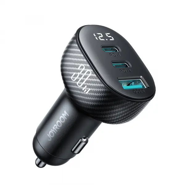 Incarcator Auto Joyroom JR-CCD04, 30W, 3A, 1 x USB-A - 2 x USB-C, Negru