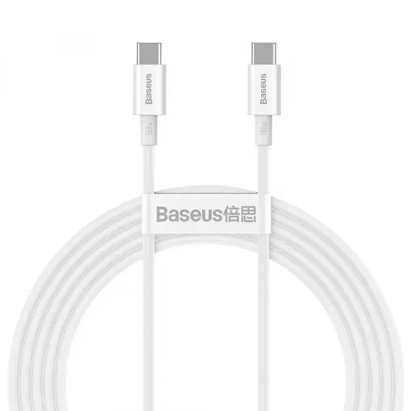 Cablu Date si Incarcare USB-C - USB-C Baseus Superior Series, 100W, 2m, Alb CATYS-C02