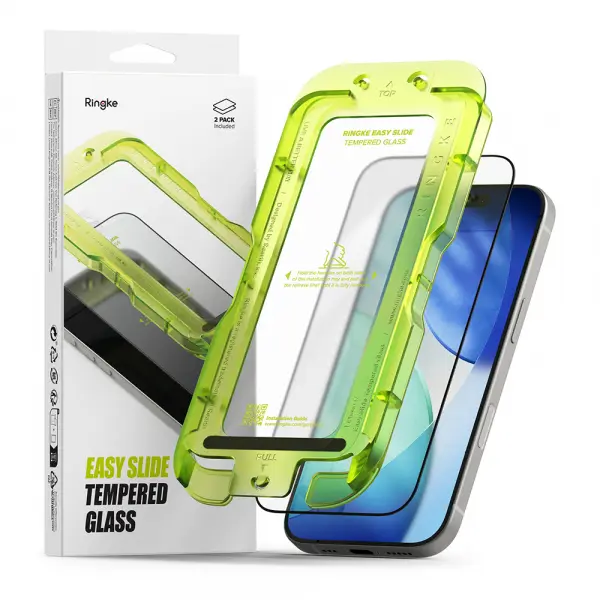 Folie de protectie Ecran Ringke Easy Slide pentru Apple iPhone 17 Air, Sticla Securizata, Full Glue, Set 2 bucati