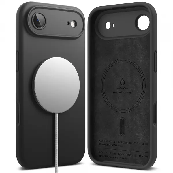 Husa MagSafe pentru Apple iPhone 17 Air, Ringke, Silicone, Neagra