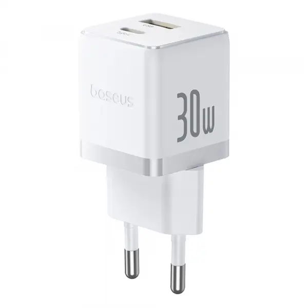 Incarcator Retea Baseus Palm, 30W, 3A, 1 x USB-A - 1 x USB-C, Alb P1011160A213-00