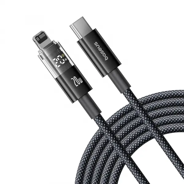 Cablu Date si Incarcare USB-C - Lightning Baseus Display 2, 20W, 2m, Negru P10382703121-01
