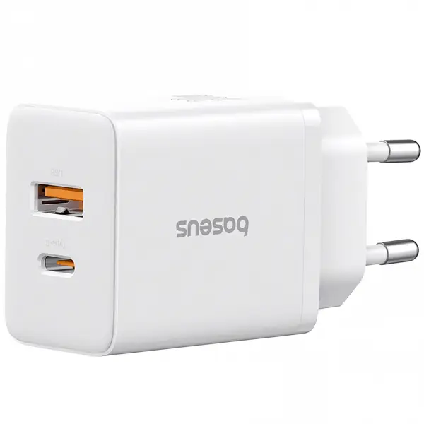 Incarcator Retea Baseus Cube, 30W, 2.4A, 1 x USB-A - 1 x USB-C, Alb P10111404213-00
