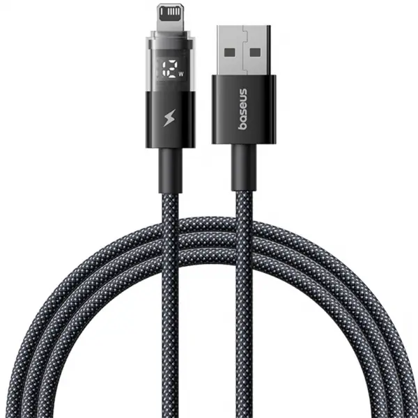 Cablu Date si Incarcare USB-A - Lightning Baseus Display 2, 12W, 2m, Negru P10382700121-01