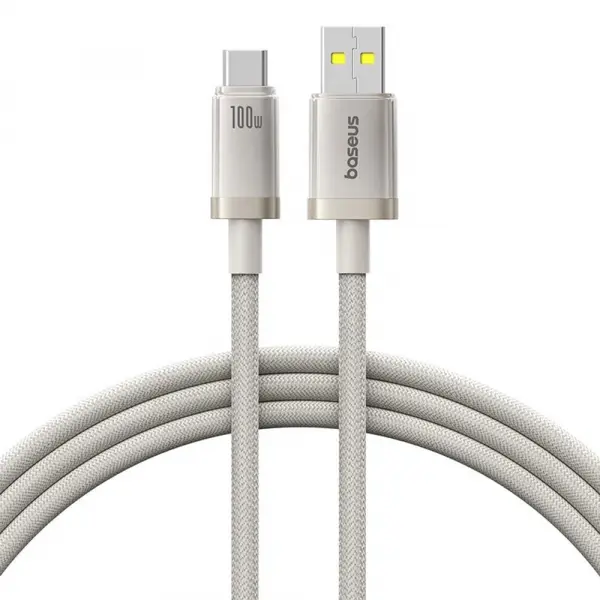 Cablu Date si Incarcare USB-A - USB-C Baseus Titanium, 100W, 2m, Argintiu P10378102G21-02