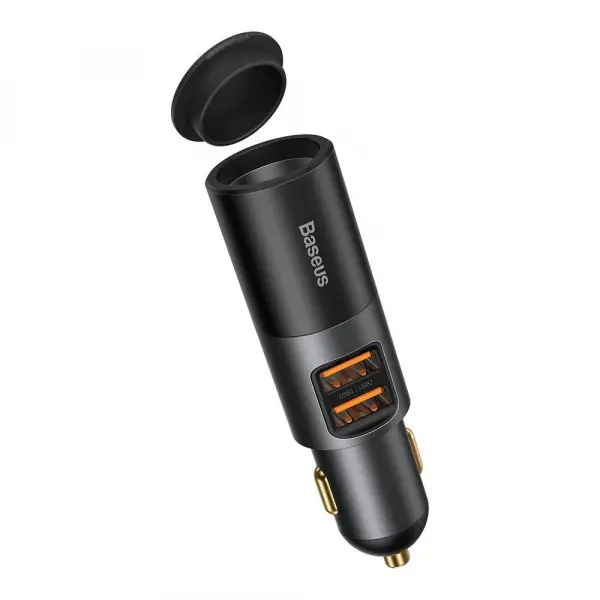 Incarcator Auto Baseus Share Together, 120W, 3A, 2 x USB-A - 1 x Extensie Bricheta, Negru CCBT-D0G