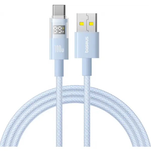 Cablu Date si Incarcare USB-A - USB-C Baseus Display 2, 100W, 2m, Albastru P10382701311-01