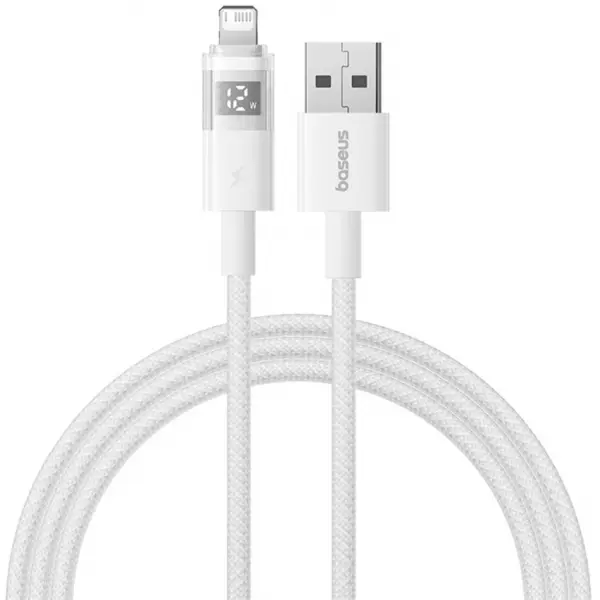 Cablu Date si Incarcare USB-A - Lightning Baseus Display 2, 12W, 2m, Alb P10382700211-01