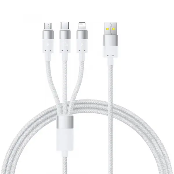 Cablu Incarcare USB-A - Lightning / microUSB / USB-C Baseus StarSpeed 3in1, 100W, 1.5m, Alb P10319900211-00