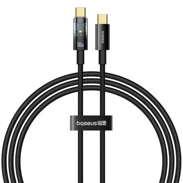 Cablu Date si Incarcare USB-C - USB-C Baseus Explorer, 100W, 1m, Negru P10319703111-00