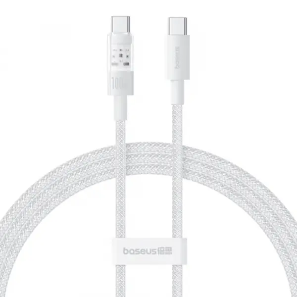 Cablu Date si Incarcare USB-C - USB-C Baseus Gem, 100W, 2m, Alb P10373000211-01