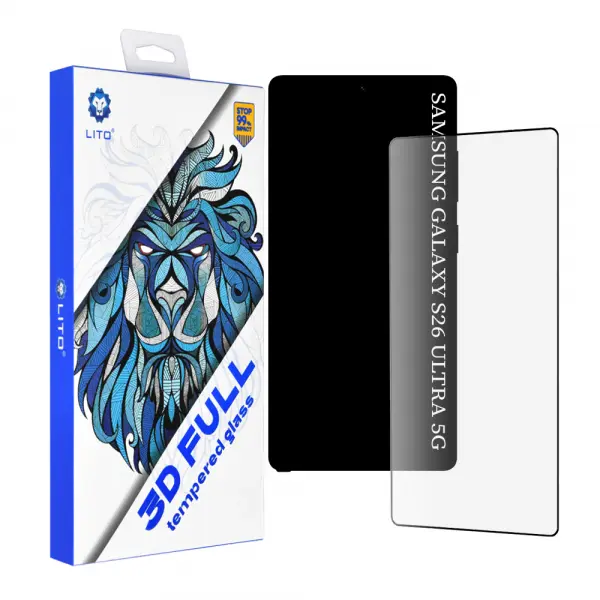 Folie de protectie Ecran Lito pentru Samsung Galaxy S26 Ultra S948, Sticla Securizata, Full Glue, 3D, Neagra