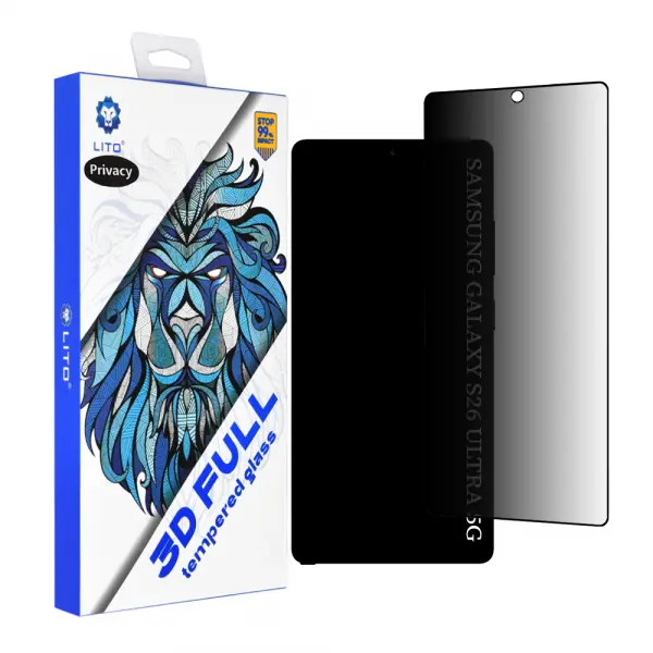 Folie de protectie Ecran Privacy Lito pentru Samsung Galaxy S26 Ultra S948, Sticla Securizata, Full Glue, 3D