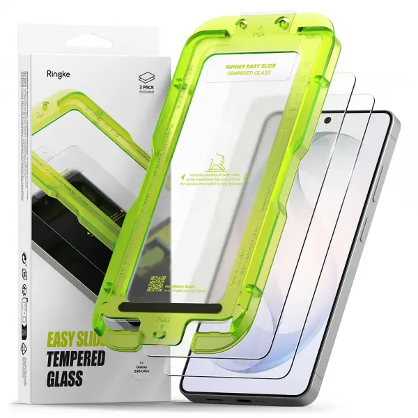 Folie de protectie Ecran Ringke Easy Slide pentru Samsung Galaxy S26 Ultra S948, Sticla Securizata, Full Glue, Set 2 bucati
