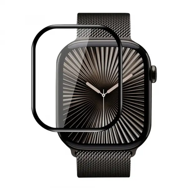 Folie Protectie Blueo High Molecule pentru Apple Watch Series 10 42mm, Sticla Securizata, Neagra