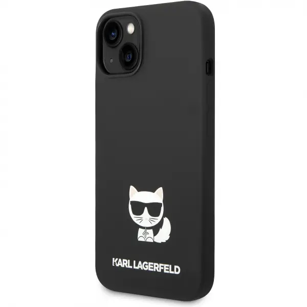 Husa pentru Apple iPhone 14 Plus, Karl Lagerfeld, Silicone Body Choupette, Neagra