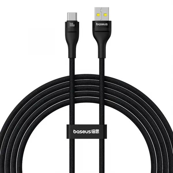 Cablu Date si Incarcare USB-A - USB-C Baseus Flash Series II, 100W, 2m, Negru P10311804111-01