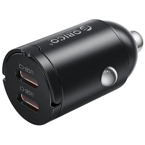 Incarcator Auto Orico MiniRing, 30W, 3A, 2 x USB-C, Negru