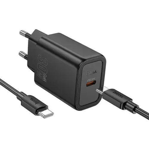 Incarcator Retea Cu Cablu USB-C HOCO N62, 30W, 3A, 1 x USB-C (Negru)