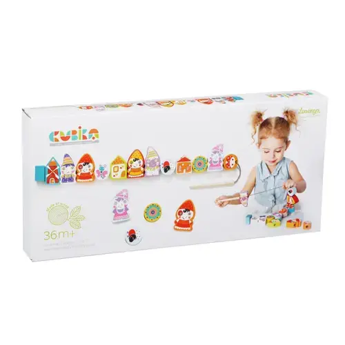 Jucarie din lemn Cubika Joc de indemanare cu papusi