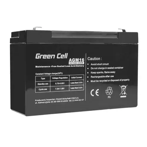 Acumulator stationar Green Cell AGM 6V 10Ah VRLA plum acid baterie fara mentenanta