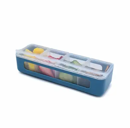 Cutie pentru depozitarea alimentelor Melii, cu 4 compartimente, Albastru