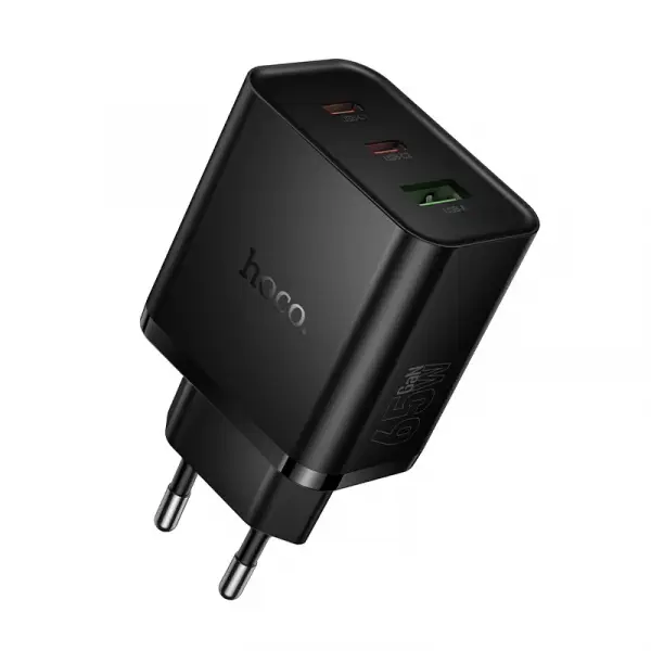 Incarcator Retea HOCO N75, 65W, 3A, 1 x USB-A - 2 x USB-C, Negru